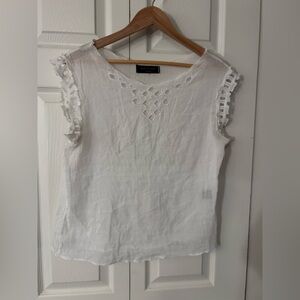 Max Studio White Eyelet Trim Blouse‎